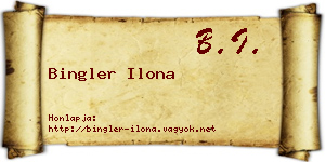 Bingler Ilona névjegykártya